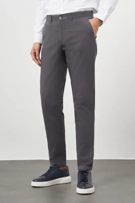 Modazone Мужские антрацитовые хлопковые чиносы Slim Fit с боковыми карманами - 2