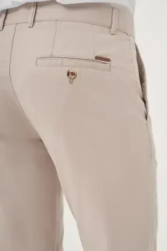 Modazone мужские бежевые летние хлопковые чиносы с боковыми карманами Slim Fit - 5