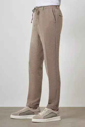 Modazone мужские бежевые модные зауженные спортивные штаны с кулиской - 3