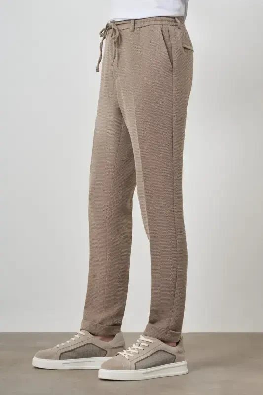 Modazone мужские бежевые модные зауженные спортивные штаны с кулиской - 3