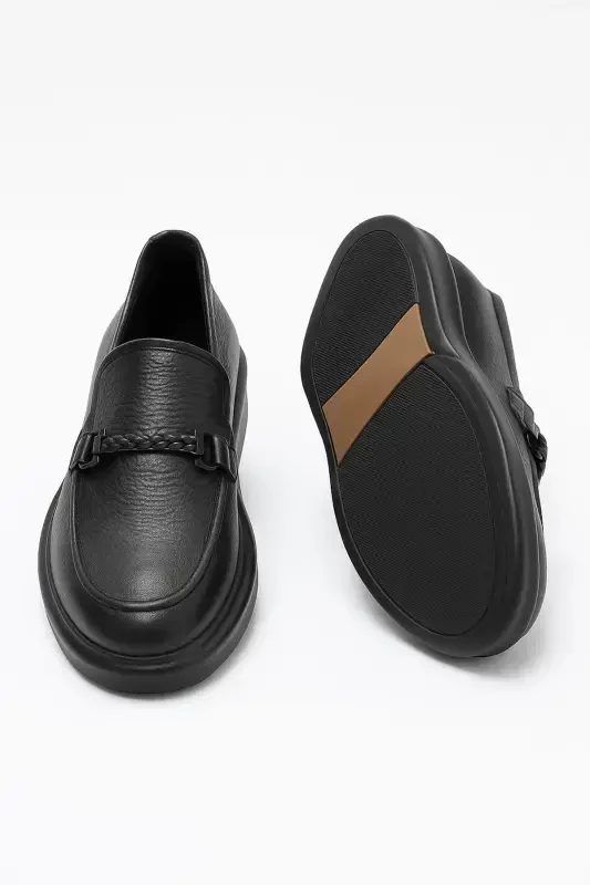 Modazone Мужские Черные Кожаные Повседневные Туфли с Поясом - 3