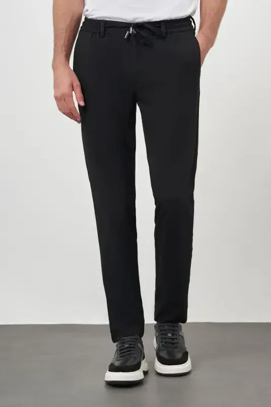 Modazone Мужские Черные Поливискозные Модные Спортивные Штаны-Джоггеры Slim Fit на Шнурке - 1