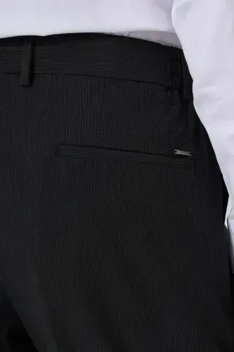 Modazone Мужские Черные Поливискозные Трендовые Полосатые Зауженные Спортивные Штаны - 5