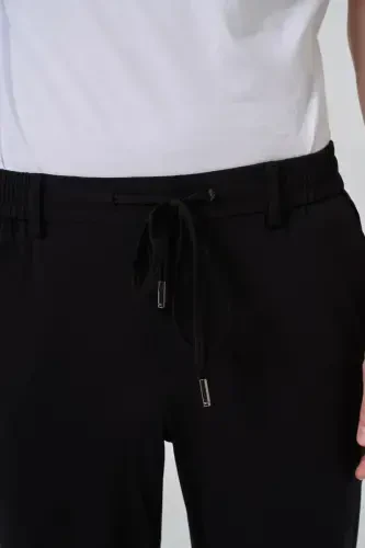 Modazone Мужские Черные Вязаные Модные Спортивные Штаны Slim Fit с Шнурком - 5