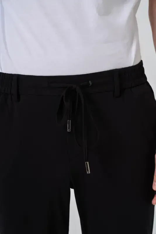 Modazone Мужские Черные Вязаные Модные Спортивные Штаны Slim Fit с Шнурком - 5