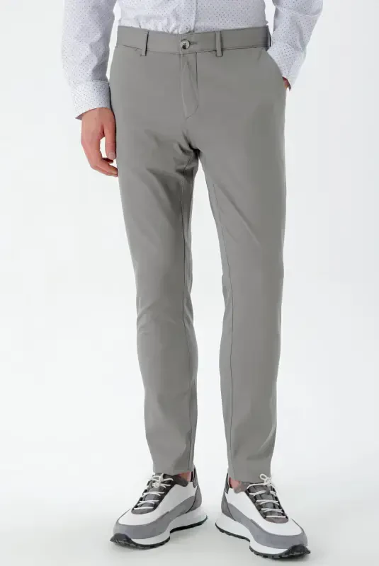 Modazone мужские серые Piefti хлопковые чиносы Slim Fit с боковым карманом - 3