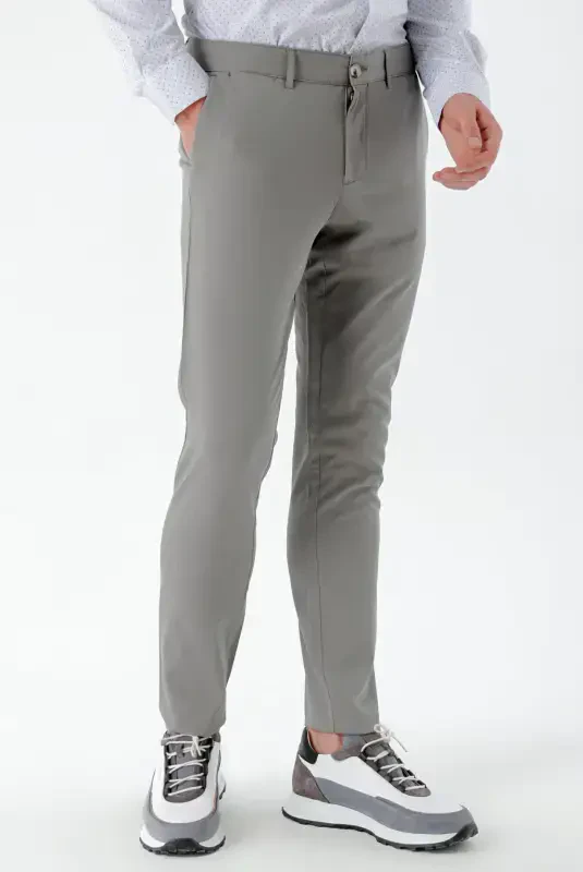 Modazone мужские серые Piefti хлопковые чиносы Slim Fit с боковым карманом - 4