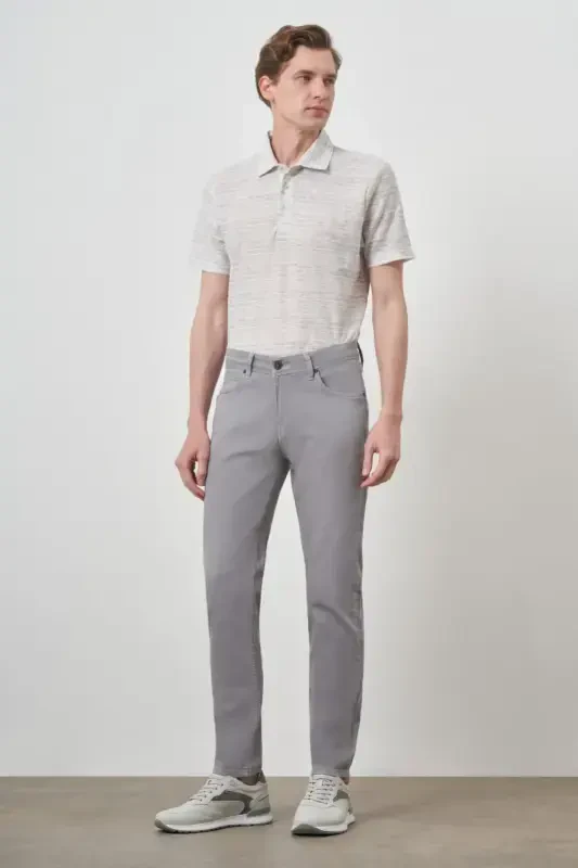 Modazone Мужские Серые Хлопковые 5-Карманные Зауженные Джинсы - 2