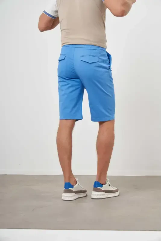 Modazone Мужские Синие Хлопковые Однотонные Шорты Dynamic Fit - 4