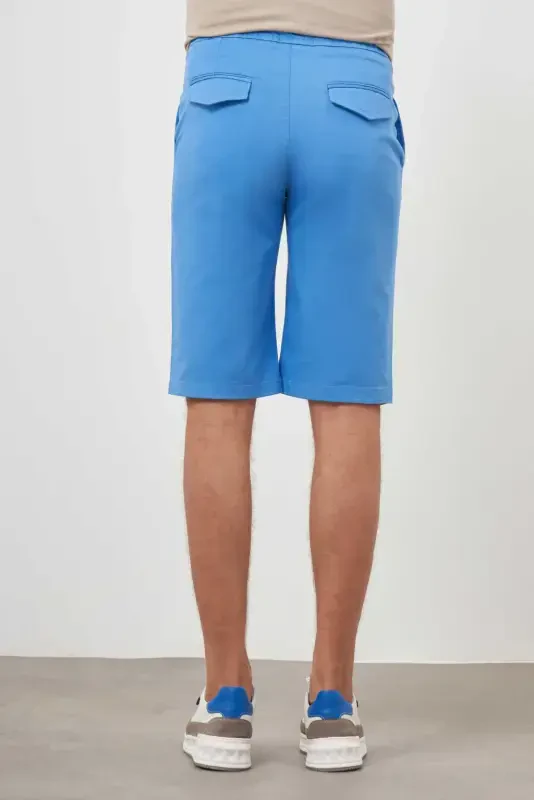 Modazone Мужские Синие Хлопковые Однотонные Шорты Dynamic Fit - 5