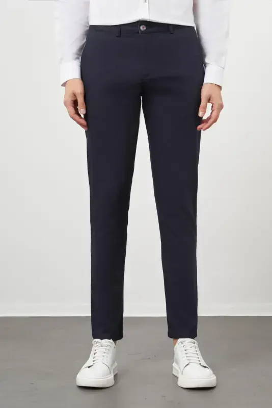 Modazone Мужские темно-синие брюки чинос Slim Fit - 3