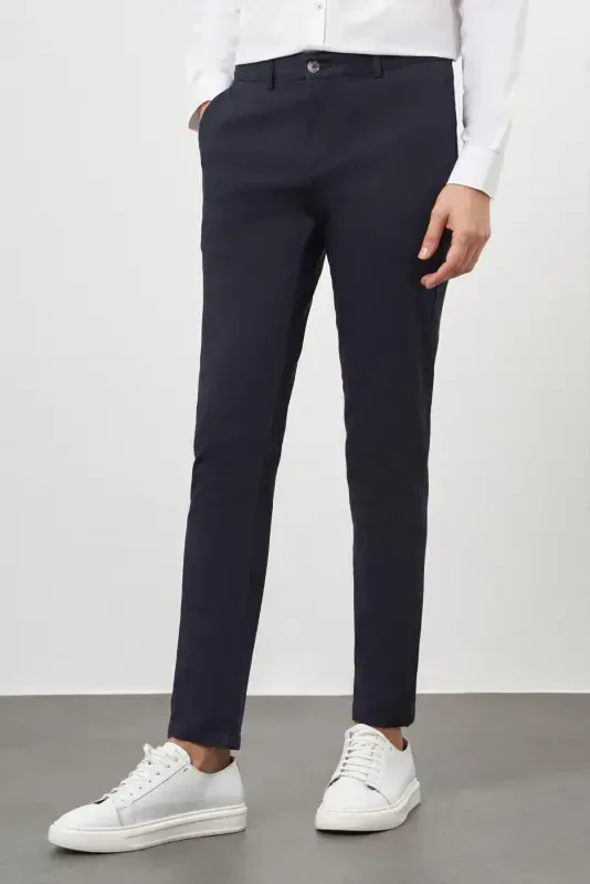 Modazone Мужские темно-синие брюки чинос Slim Fit - 4