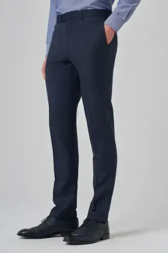 Modazone Мужские ТЕМНО-СИНИЕ Классические Зауженные Брюки Slim Fit - 3