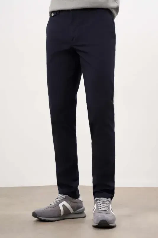 Modazone мужские темно-синие летние хлопковые чиносы Slim Fit с боковым карманом - 1