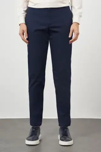 Modazone Мужские темно-синие хлопковые чиносы Slim Fit с боковыми карманами - MORVEN (1)