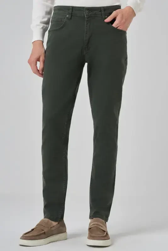 Modazone Мужские Хаки Джинсы Деним 5 Карманов Slim Fit - 1