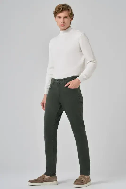 Modazone Мужские Хаки Джинсы Деним 5 Карманов Slim Fit - 2