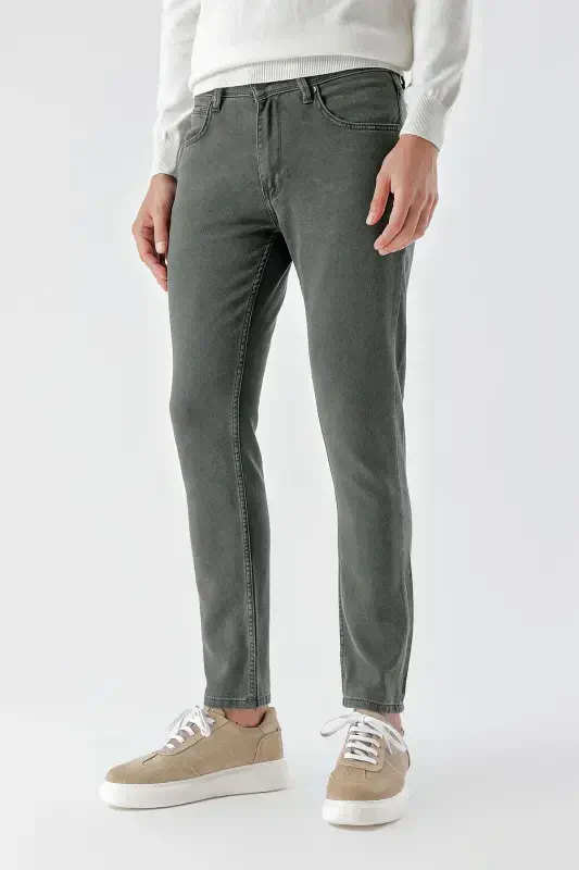 Modazone Мужские хаки Сезонные хлопковые 5 карманов Slim Fit джинсы - 2