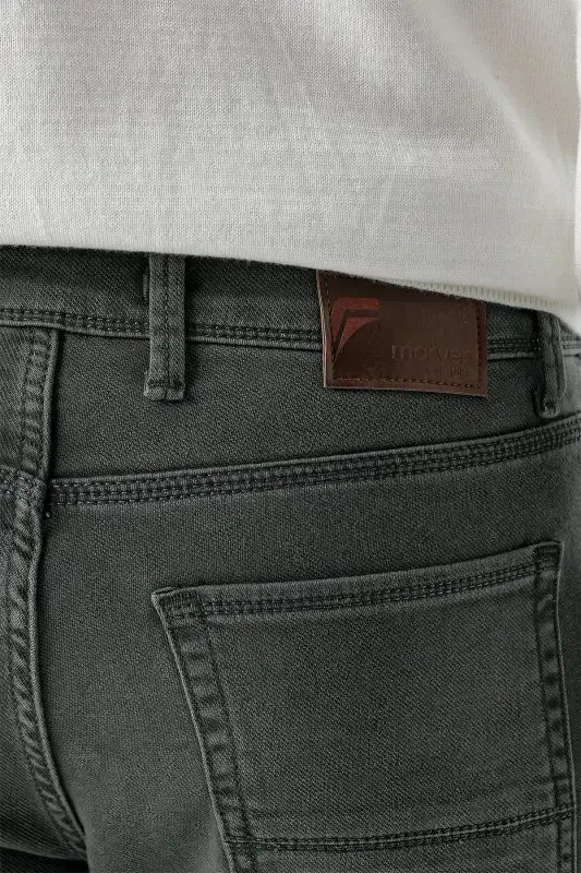 Modazone Мужские хаки Сезонные хлопковые 5 карманов Slim Fit джинсы - 5