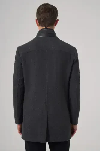 Modazone Мужское антрацитовое шерстяное пальто Dynamic Fit Kambet с отстегивающейся мострой - 5