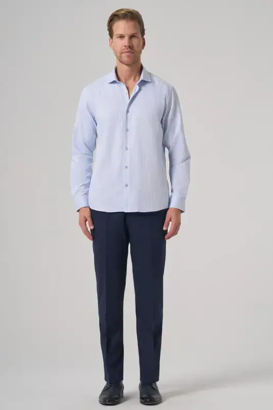 Modazone Мужской A. MAVİ Trend Slim Fit Итальянский Воротник Рубашка - 4