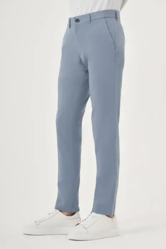 Modazone Мужской A. СИНИЙ Летний Хлопок Боковой Карман Slim Fit Брюки Чинос - 2