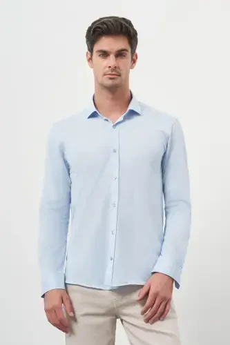 Modazone Erkek A. MAVİ Trend Slim Fit İtalyan Yaka Gömlek 