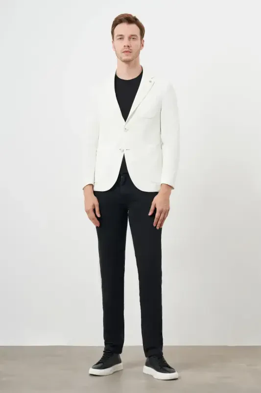 Modazone Мужской Белый Вязаный Slim Fit Накладной Карман Mono Воротник Спортивная Куртка - 5