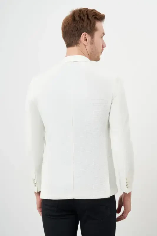 Modazone Мужской Белый Вязаный Slim Fit Накладной Карман Mono Воротник Спортивная Куртка - 6