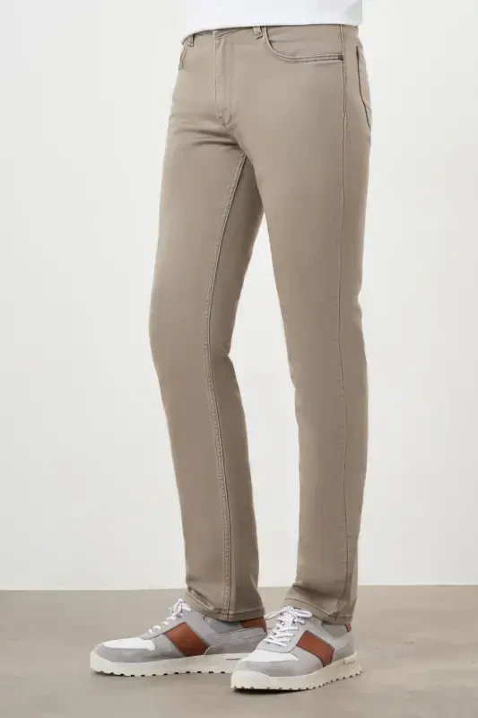 Modazone Мужской Бежевый Демисезонный Хлопок 5 Карманов Dynamic Fit Джинсы Брюки - 2