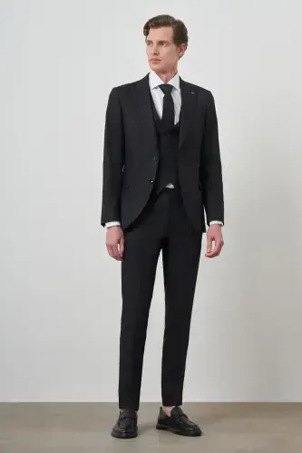 Modazone Мужской Черный Трендовый Жилет Slim Fit Заостренный Воротник Костюм - MORVEN (1)