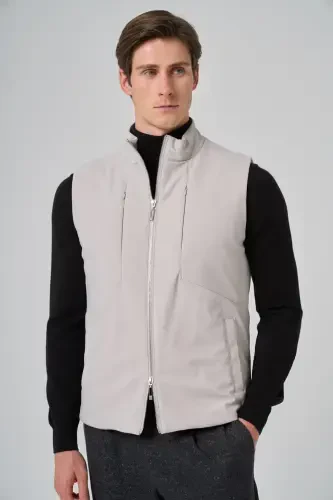 Modazone мужской экрю полиамидный спортивный жилет на молнии со скрытым карманом - 3