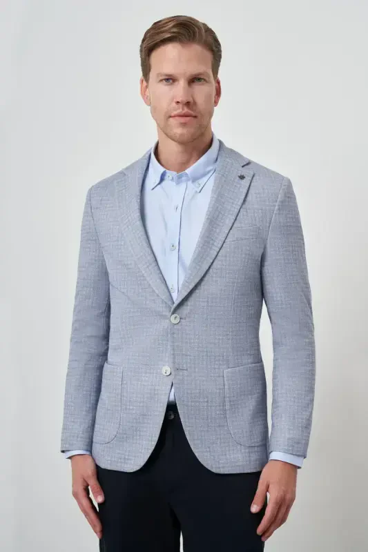 Modazone Мужской Индиго Трикотажный Slim Fit Моно Воротник Куртка - MORVEN