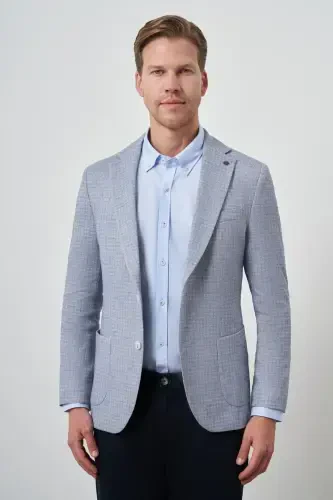 Modazone Мужской Индиго Трикотажный Slim Fit Моно Воротник Куртка - 4