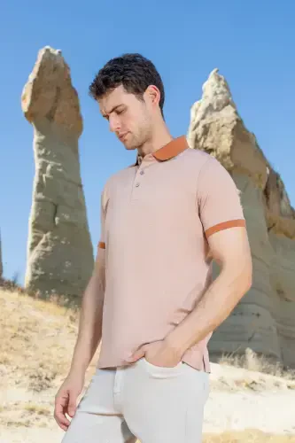 Modazone Мужской Кирпичный Тренд Polo Воротник Dynamic Fit Футболка - 1