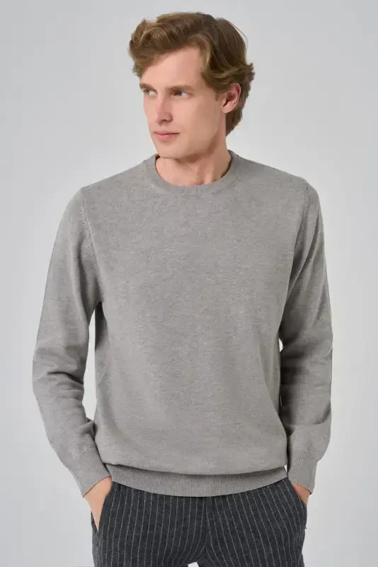 Modazone Мужской Серый Базовый Велосипедный Воротник Dynamic Fit Свободный Крой Трико - 2