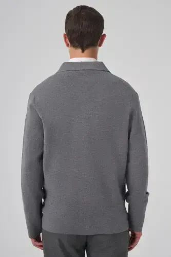 Modazone Мужской Серый Модный Кардиган с Капюшоном, Карманами и Пуговицами - 5