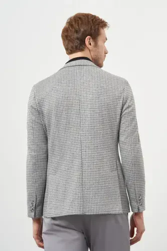 Modazone Мужской Серый Вязаный Slim Fit Накладной Карман Моно Воротник Спортивная Куртка - 5