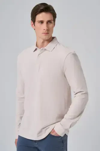 Modazone Мужской Серый Хлопок Тренд Кора Дерева Узор Динамичный Fit Polo Воротник Толстовка - 3