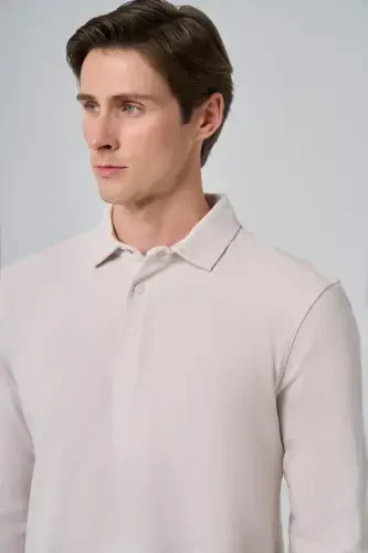 Modazone Мужской Серый Хлопок Тренд Кора Дерева Узор Динамичный Fit Polo Воротник Толстовка - 4