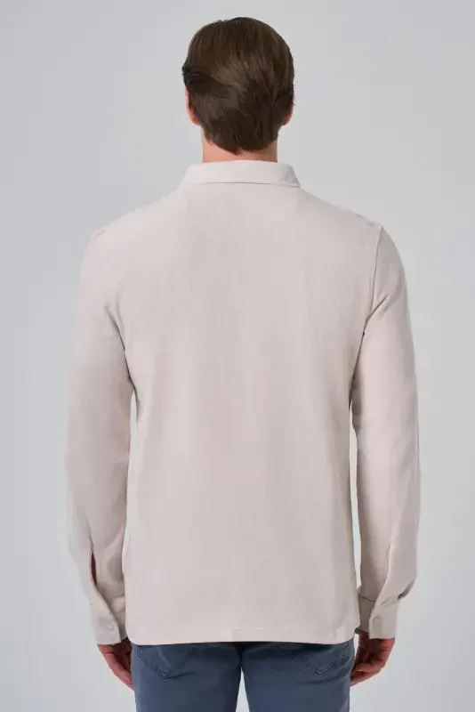 Modazone Мужской Серый Хлопок Тренд Кора Дерева Узор Динамичный Fit Polo Воротник Толстовка - 5