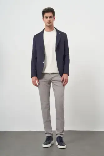 Modazone Мужской Темно-синий Вязаный Slim Fit Карманный Спортивный Пиджак с Одинарным Воротником - 4