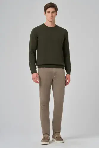 Modazone Мужской хаки Basic велосипедный воротник Dynamic Fit свободного кроя трикотаж - 4