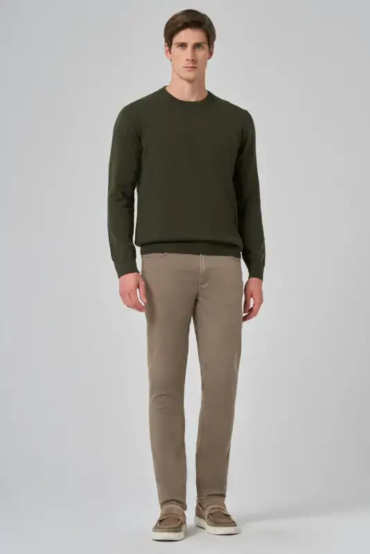 Modazone Мужской хаки Basic велосипедный воротник Dynamic Fit свободного кроя трикотаж - 4