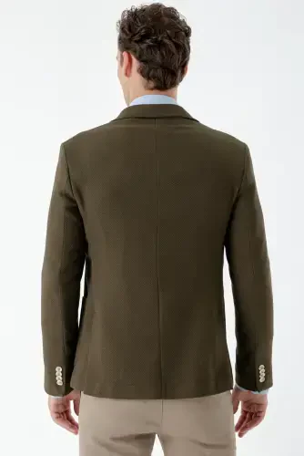 Modazone Мужской хаки Тканый Slim Fit Карман-портфель Моно Воротник Спортивная Куртка - 6