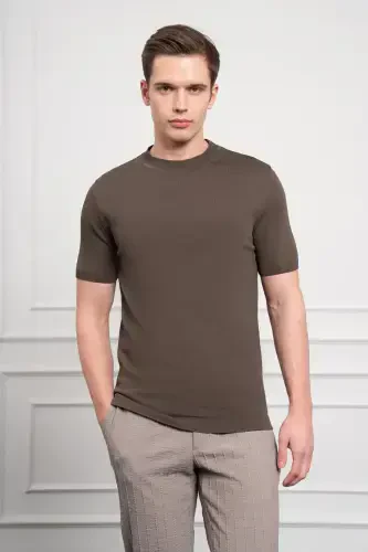 Modazone Мужской Хаки Тренд Велосипедный Воротник Dynamic Fit Свободный Крой Rayon Футболка - 3