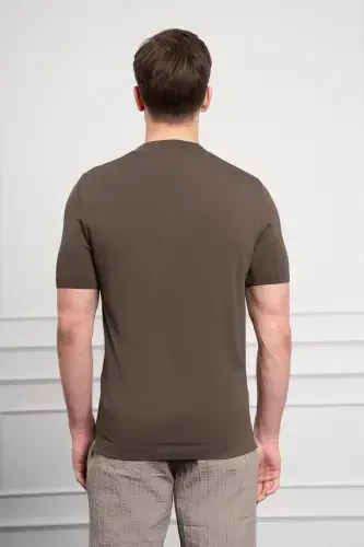 Modazone Мужской Хаки Тренд Велосипедный Воротник Dynamic Fit Свободный Крой Rayon Футболка - 6