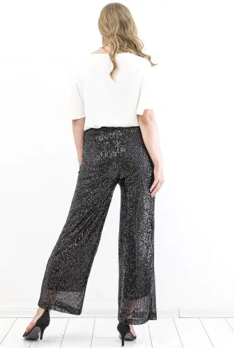 Modazone Plus Size Sequined Evening Trousers KL94Z Black - 11