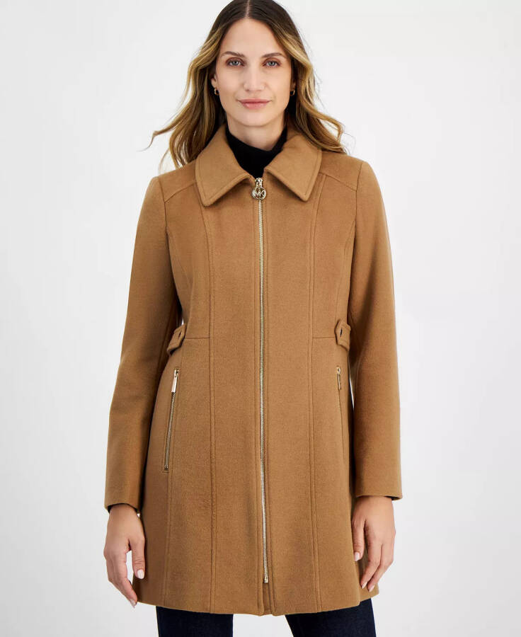 Modazone tomonidan yaratilgan Petite Zip-Front Coat, Dark Camel - 1