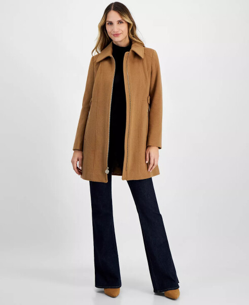 Modazone tomonidan yaratilgan Petite Zip-Front Coat, Dark Camel - 4